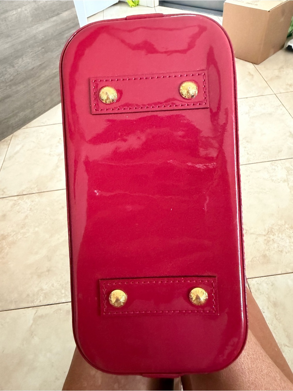 Louis Vuitton Rose Indian mono Vernis Alma BB w strap pre-owned. Still gorgeous - Picture 14 of 15